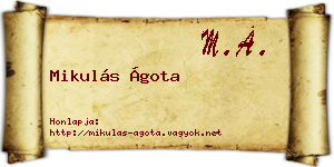 Mikulás Ágota névjegykártya