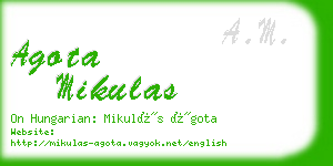 agota mikulas business card